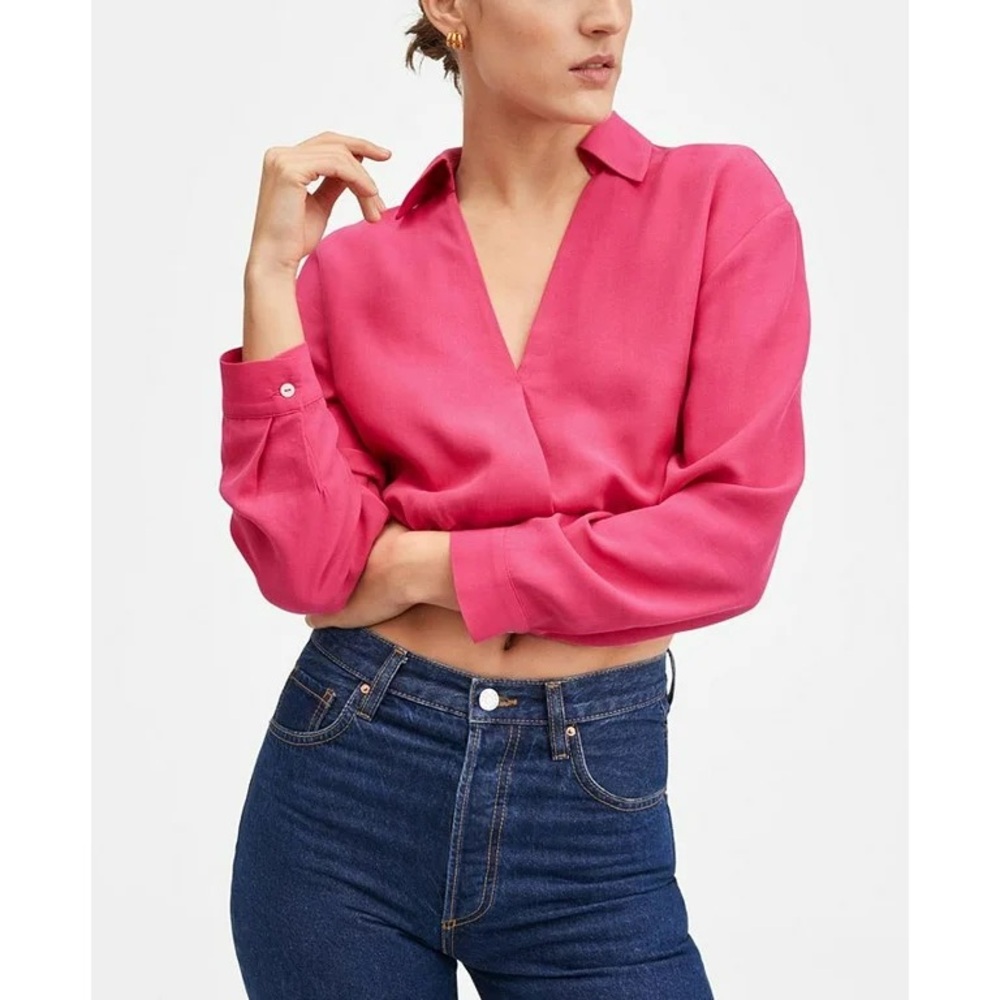 Mango Women's Surplice Crop Blouse